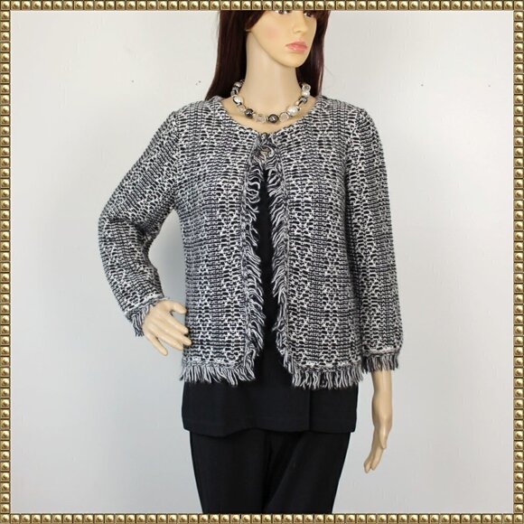 Lineamaglia Italian Wool Alpaca Blend Fringe Cardigan Small - Picture 1 of 10